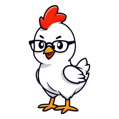 Chicken with glasses sticker