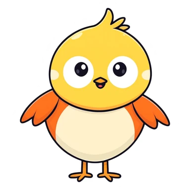 playful cartoon character, bright colors, big expressive eyes sticker