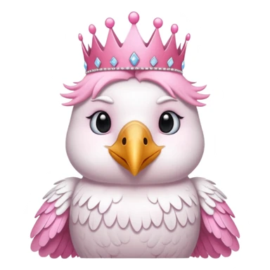 White crow wearing a princess pink tiara sticker