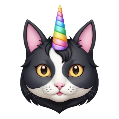 Black long haierd cat whit A unicorn horn sticker