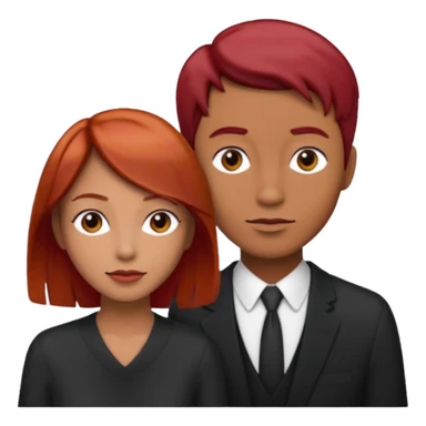 Mujer flaca con cabello mediano color rojo color de piel media, hombre de color medio moreno con cabello color negro, flaco sticker