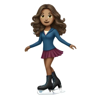 brunette woman with long hair ice skating  sticker