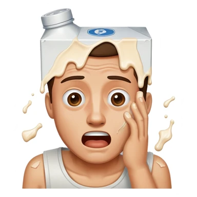 man with a spilled milk carton wailing sticker