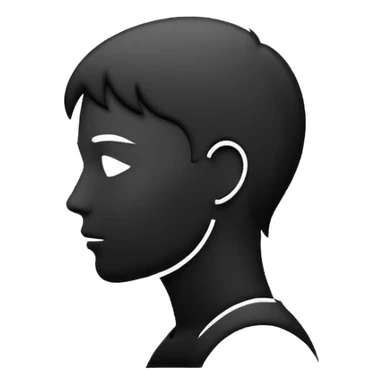 Minimalistic flat vector icon, iOS style, thin black outline on white background. Person silhouette. Black, completely monochrome, matte.  sticker