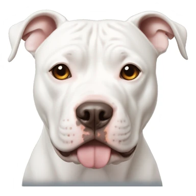 White Pit bull with an odd shape brown spot on the right eye area sticker