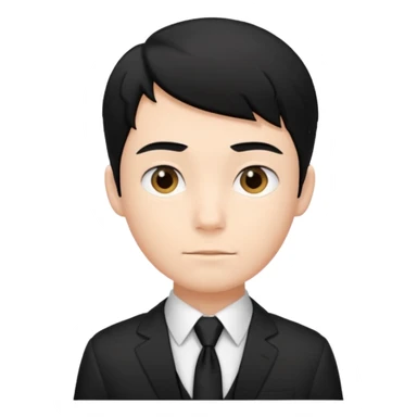 Chico con pelo negro, camisa negra y una corbata blanca sticker