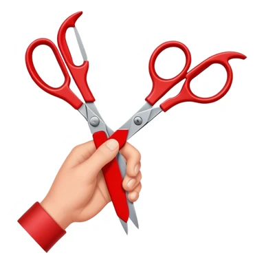 hands using scissors to cut colored paper, simple and friendly sticker