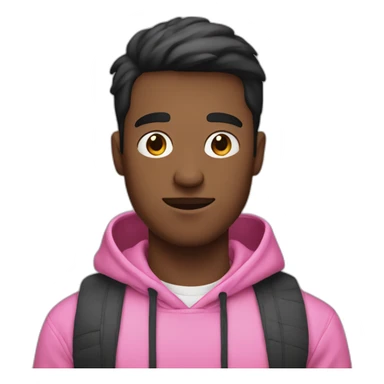 white guy with a pink hoodie and black short hair holding an iphone sticker