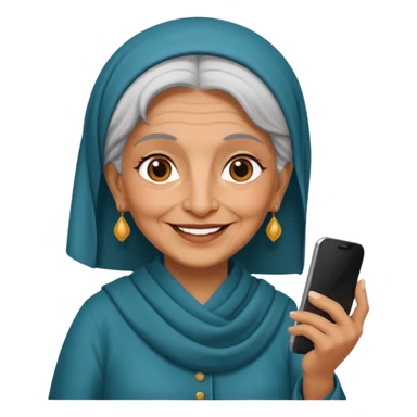 persian old woman with smartphone, half body sticker