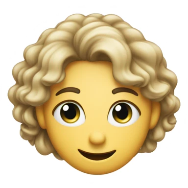 Emoj smiley sourire yeux verts cheveux mi longs bouclés  sticker