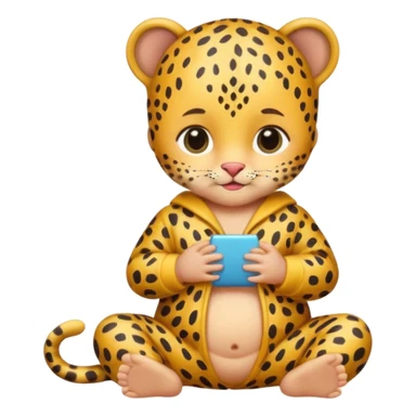 human baby with leopard patterned clothes sticker