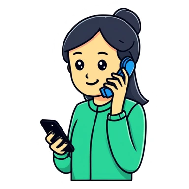 a woman using a mobile phone sticker