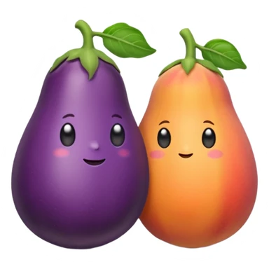 Eggplant and peach holding hands sticker