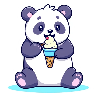 Panda eating ice cream] sticker