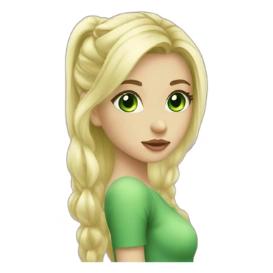girl blonde beautiful green eye kiss full body sticker