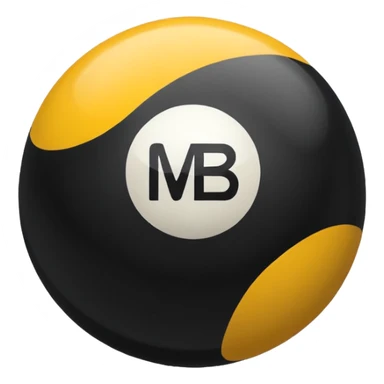 Pool ball back ball with the “MB” written on it. sticker
