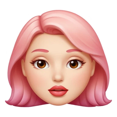 Glossy, plump lips biting the bottom lip, subtle shine on the top lip, soft blush gradient in the background for contrast. sticker