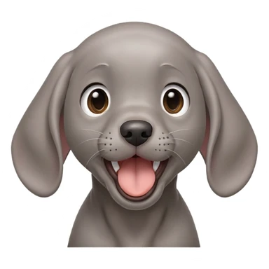 cinematic-cute-yawning-weimaraner puppy-portrait-emoji,-head-tilted-slightly-with-a-dramatic,-wide-open-yawn,-revealing-a-sleek grey fur-with-a-subtle-shimmer,-floppy-ears-slightly-drooping,-round-brown-eyes-barely-open-in-drowsy sticker