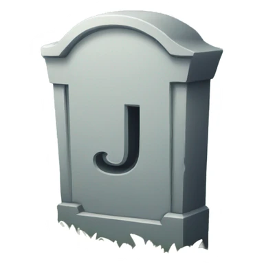 tombstone with the letter J sticker