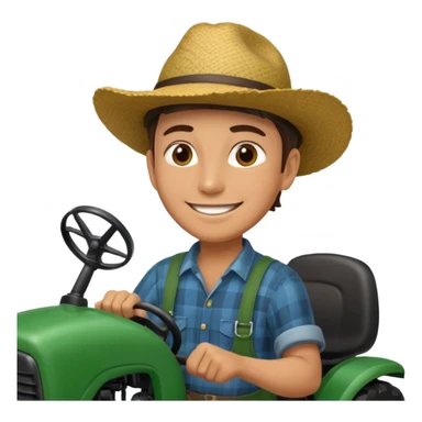 smiling farmer driving a tractor sticker