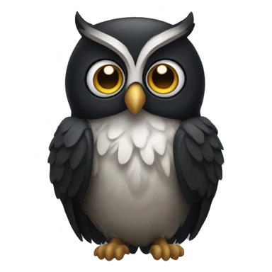 An owl wearing a black Nqy  sticker