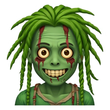 Make a image of a zombie with dreads make it like a emoticon not as scary sticker