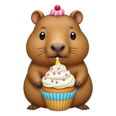 capybara with cupcake sticker