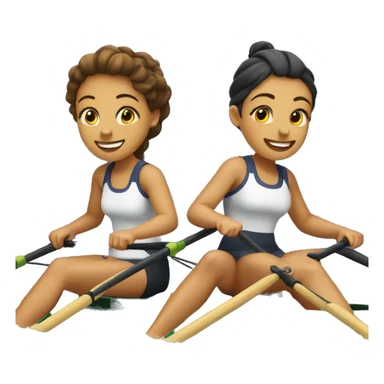 4 girls rowing in a quad  sticker