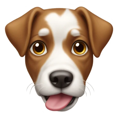 white and brown dog face tongue out sticker
