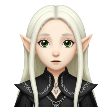 white long hair elf with goth cloth sticker