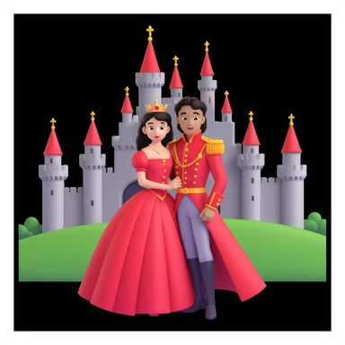 prince in red dress, royal castle background sticker