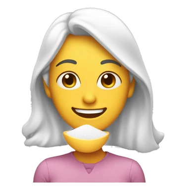 Happy lady with salt in front of face sticker
