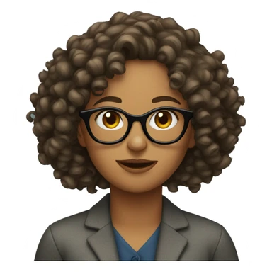 curly women with glasses  sticker