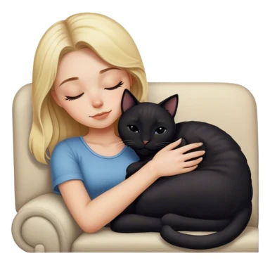 Black kitty sleeping on blonde white girl lap sticker