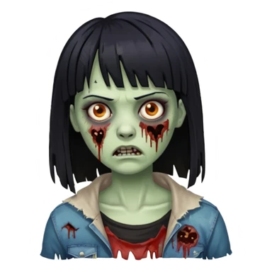 Zombie woman with black hair and bangs sticker