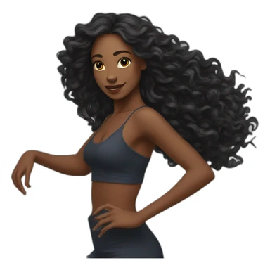 Beautiful long hair Black women dance sticker