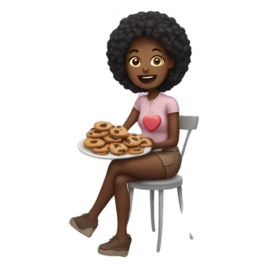 Black woman with love eating cookie sticker