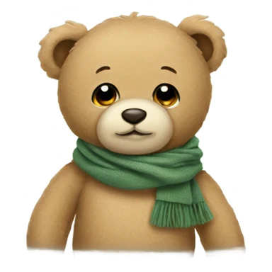 Teddy wearing sage green Scarf sticker