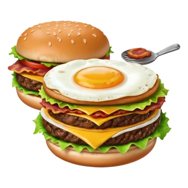 can you make me a breakfast item mixed into a lunch item? so like half burger half breakfast sandwhich. can you make the half be vertical so left side is breakfast sandwhich and right side is a burger sticker