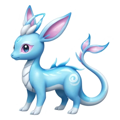 Shiny Sparkly Bioluminescent Glowing Lumineon-Amaura-Dragonair-Sylveon-Fakémon-hybrid-creature (full body)  sticker