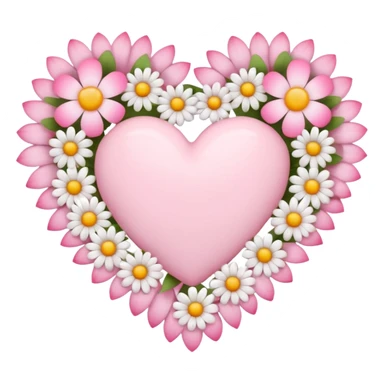 Emoji white heart with pink flowers sticker