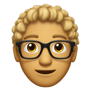 Hombre con ojos color miel cabello negro  risado con rizos y lentes con un adorno en la esquina  piel neutra beige  sticker