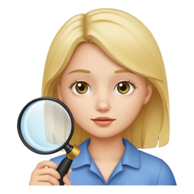 a girl using a magnifying glass sticker