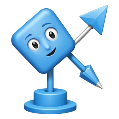 Un cuadrado azul con una flecha en medio sticker