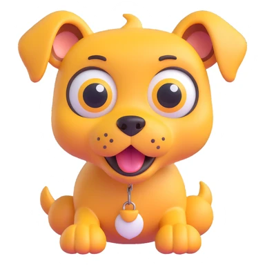 playful dog, 3D emoji style, shiny texture, big eyes sticker
