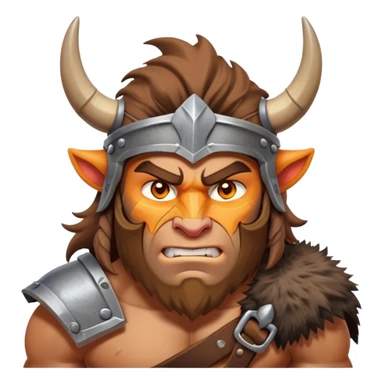 Clash of Clans aesthetic: Cinematic Fierce Barbarian Portrait Emoji, Poised and bold with a rugged yet cartoonish build in tattered furs and a horned helmet, expressive bright eyes and a confident smirk, Simplified yet dynamic features, highly detailed, glowing with a vivid, adventurous aura, high shine, heroic and spirited, stylized with an air of medieval warrior charm, focused and energetic, soft glowing outline, capturing the essence of a fearless barbarian adventurer ready to lead his clan with spirited valor! sticker