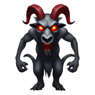 Evil Goatman male Devil sinister with red tipped horns standing with goat hind legs on pyramidal pillar  aura of darkness he is commanding sinister evil power sticker