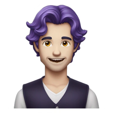 Un garçon qui sourit avec des dent de vampire les cheveux tayper violets sticker