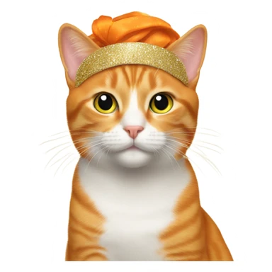 Orange cat wearing a new years headband  sticker