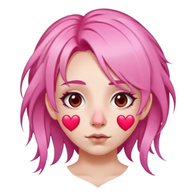 girl with pink hair and overgrown roots, with a septum heart in her nose sticker